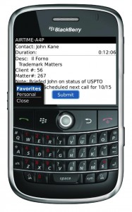 Blackberry phone with AirTime Mgr application