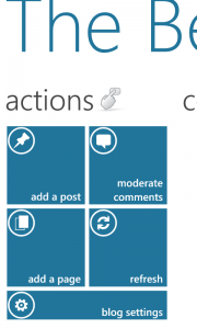 WordPress for WP7 Actions Screen
