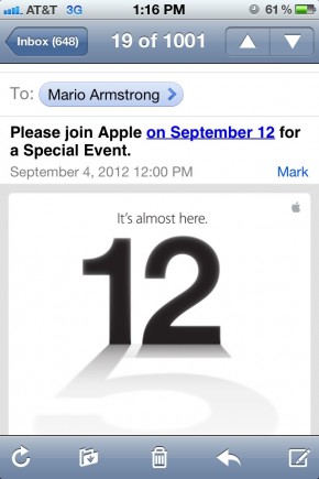 Mario's iPhone 5 official invite